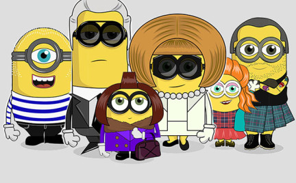 Anna Wintour Alexa Chung i Karl Lagerfeld jako minionki